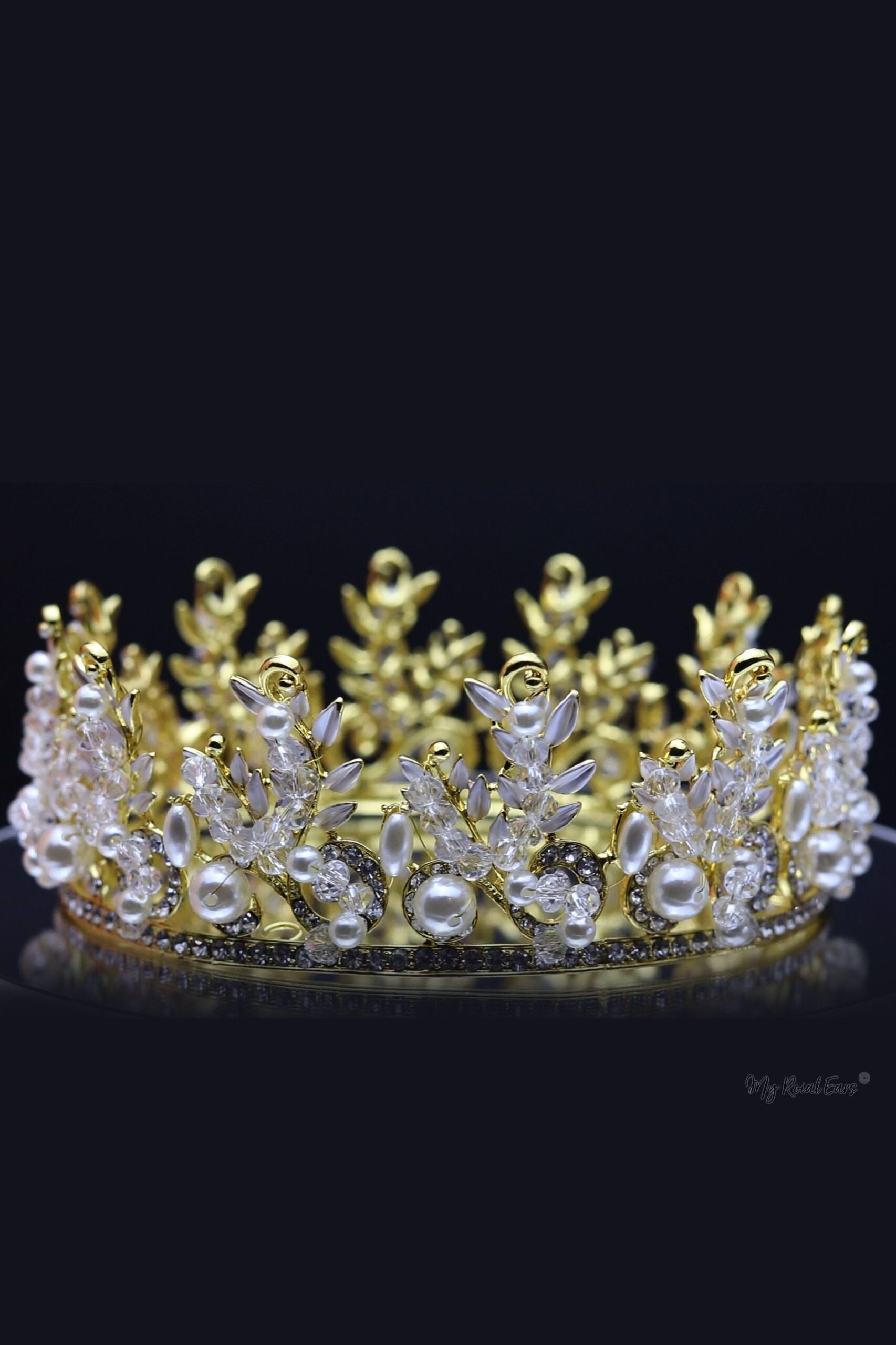 Queen Helen- pearl gold crystal crown - My Roial Ears LTD