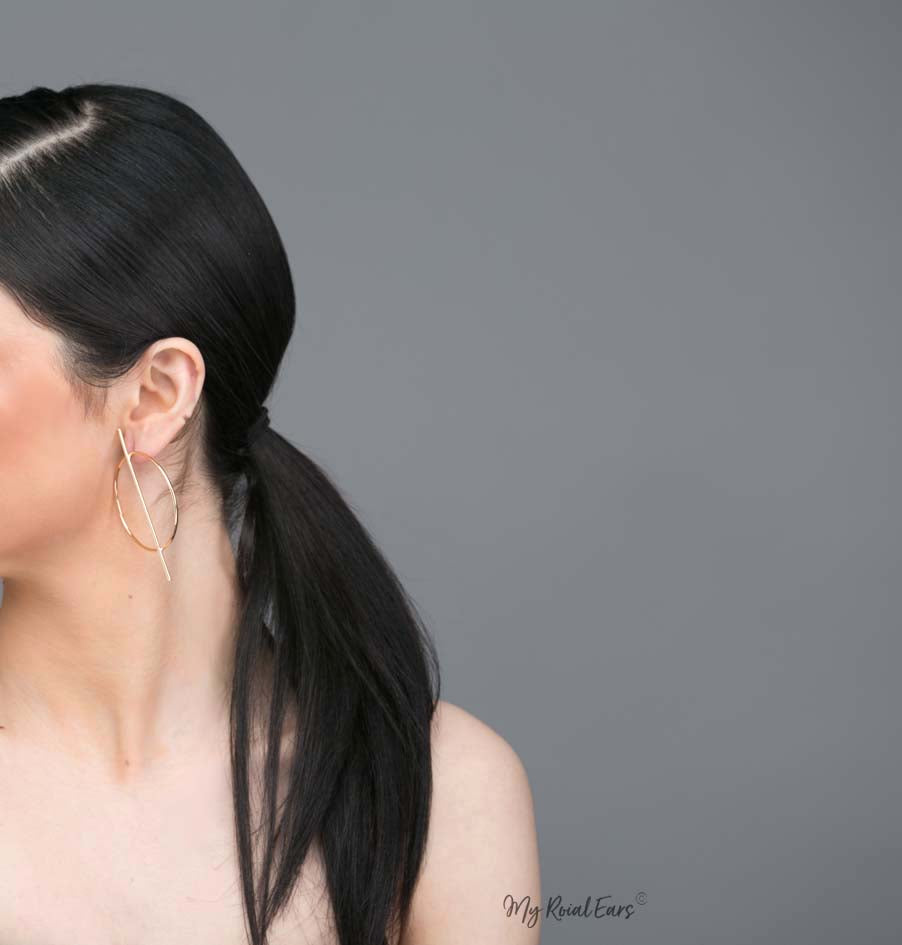 Melaina- gold plated circle statement stud earrings - My Roial Ears LTD