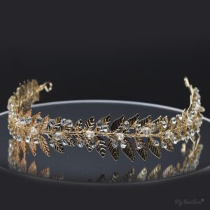 Queen Jean- golden crystal leaf headband - My Roial Ears LTD