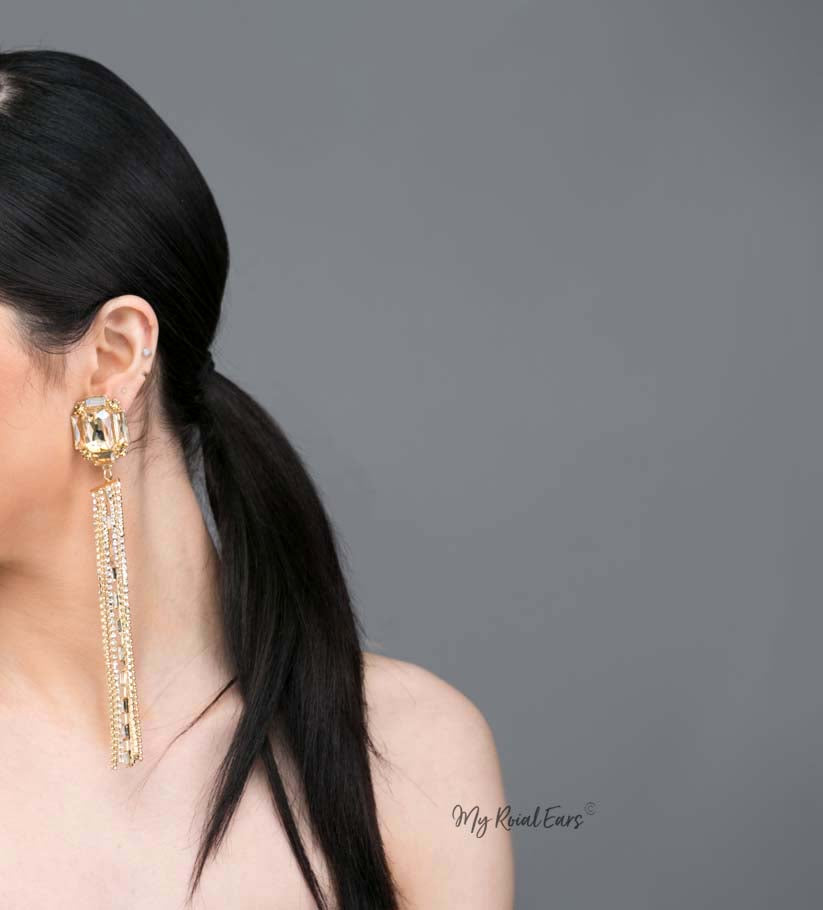 Tisiphone-gold plated extravagant tassel drop earrings - My Roial Ears LTD