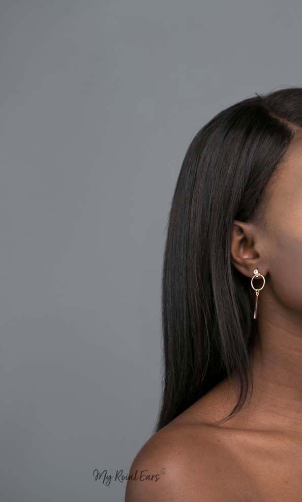 Tethys-gold plated opposite contrasting cute hoop drop earrings - My Roial Ears LTD
