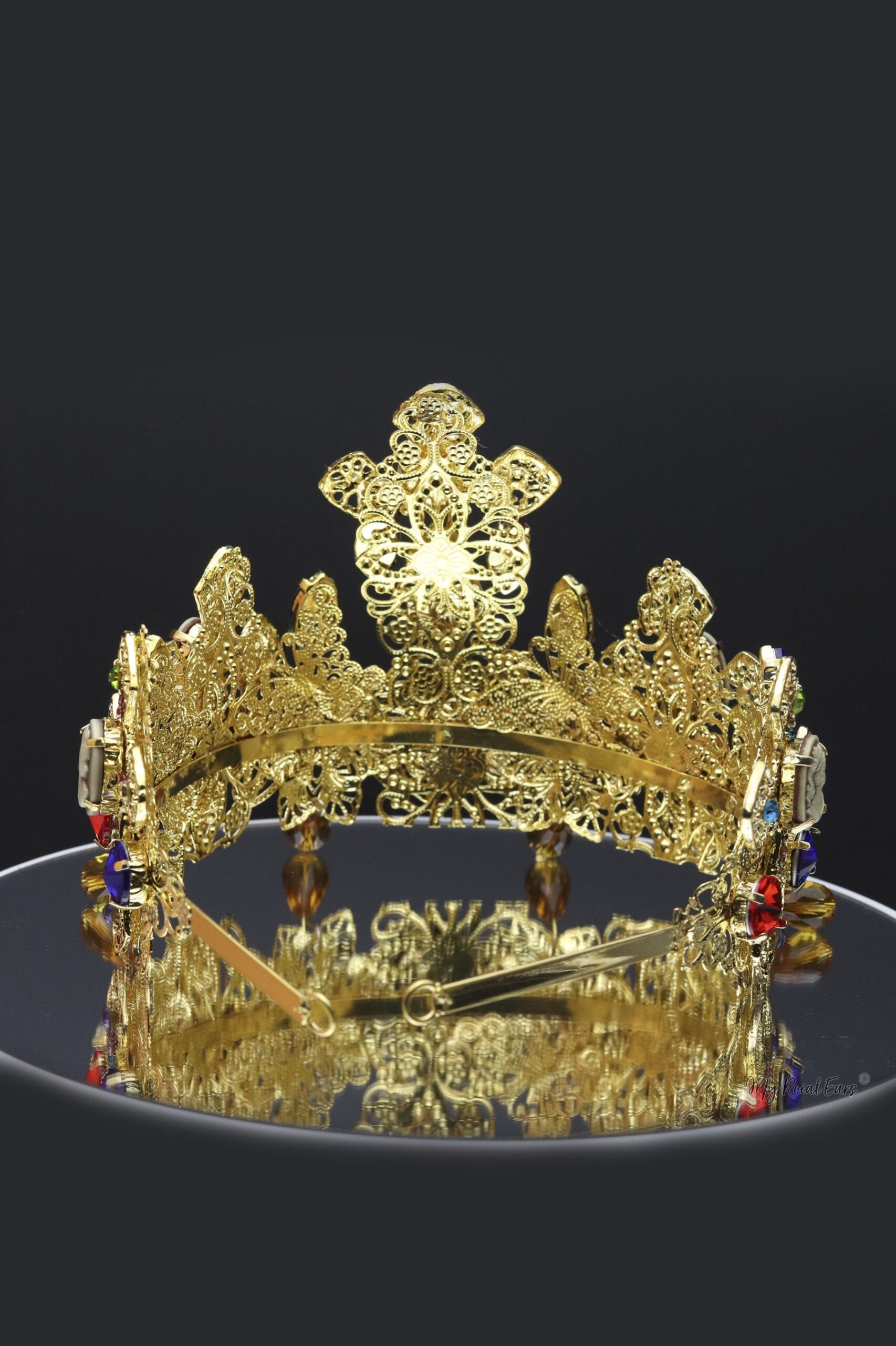 Queen Mirabai- gold baroque tiara and earring set. - My Roial Ears LTD