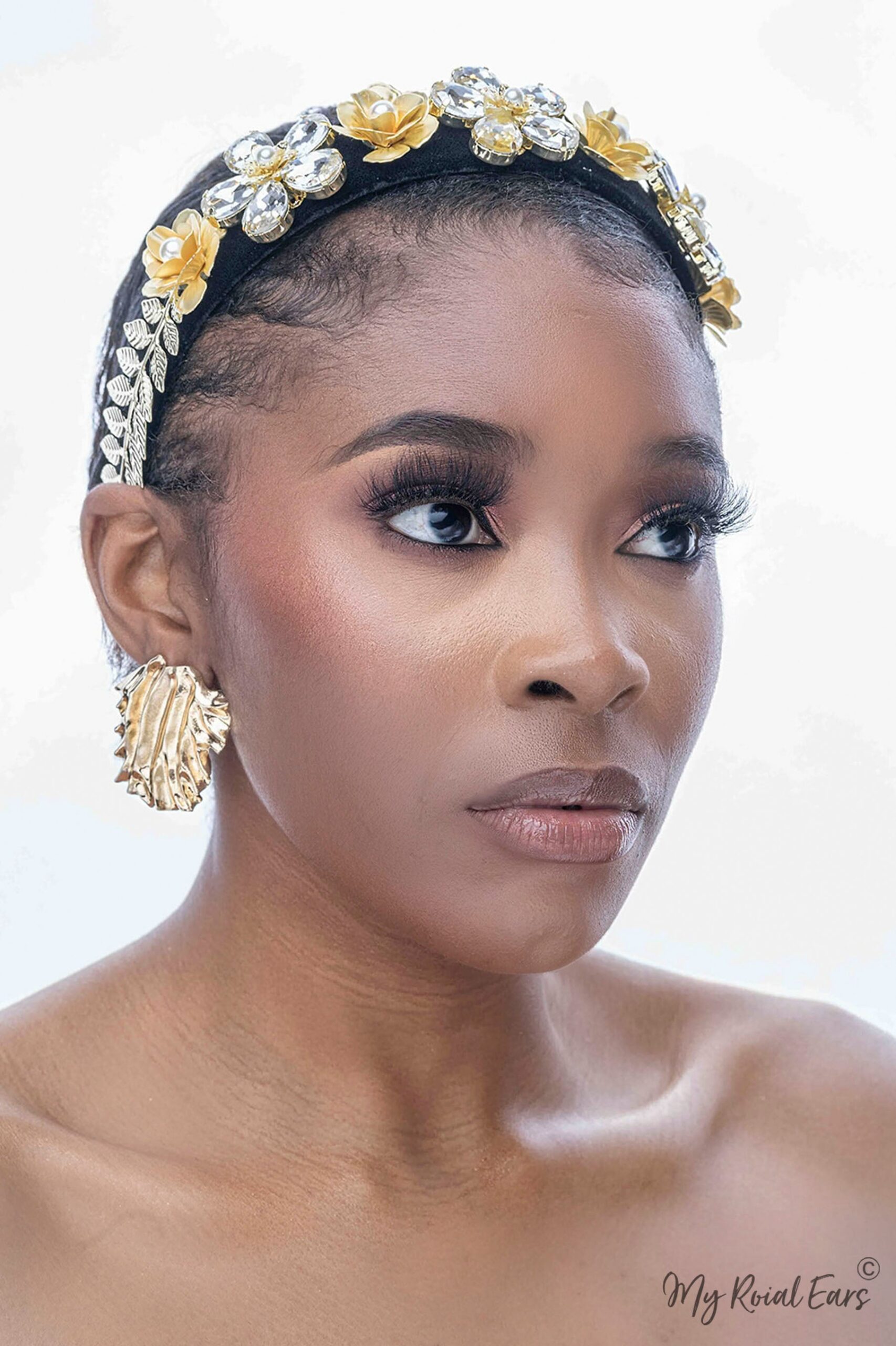 Queen Cayla- golden floral metal headband - Image 2