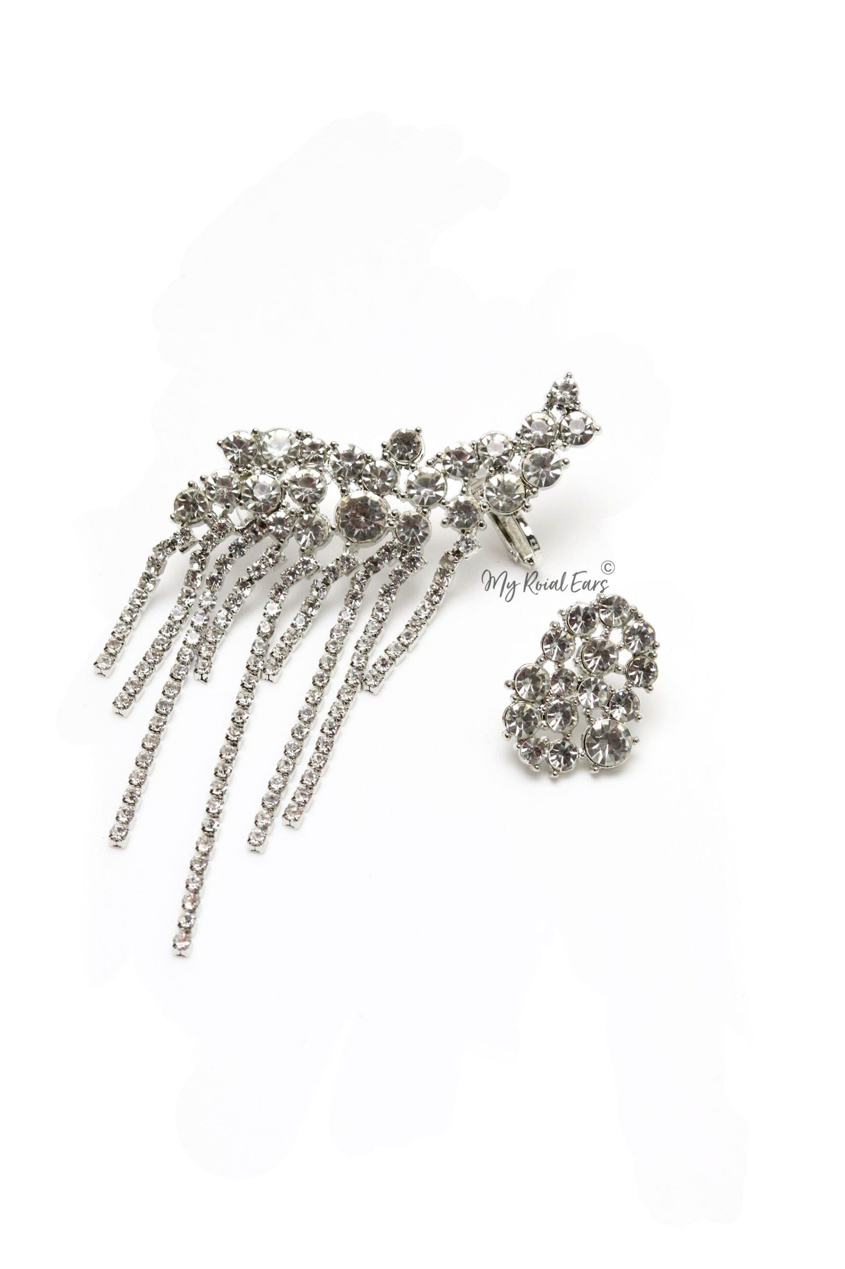 Veronica W- stunning crystal ear cuff and stud earrings