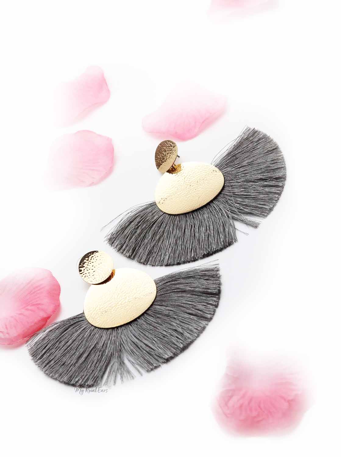 Annual Delphinium- gold and yellow tassel earrings - My Roial Ears LTD
