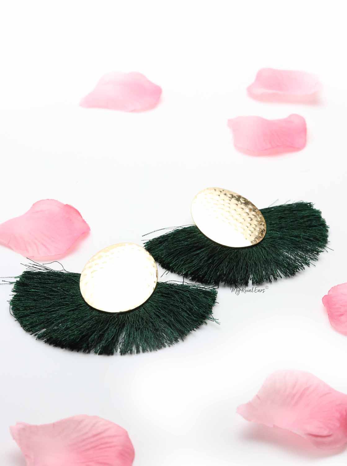 Blue Passion- golden egg shaped tassel earrings - My Roial Ears LTD