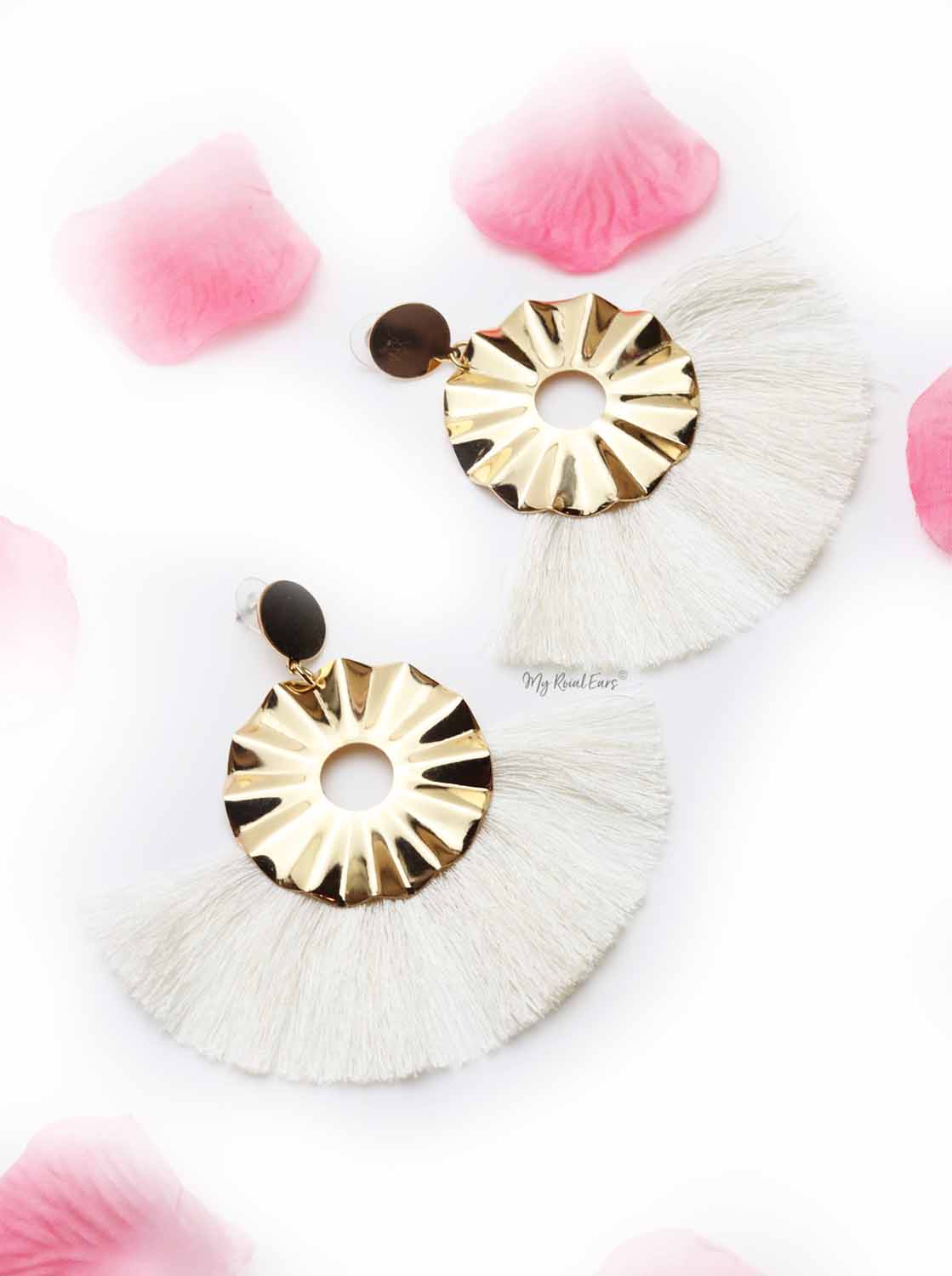 Begonia Fairlady- golden tassel statement earrings - Image 5