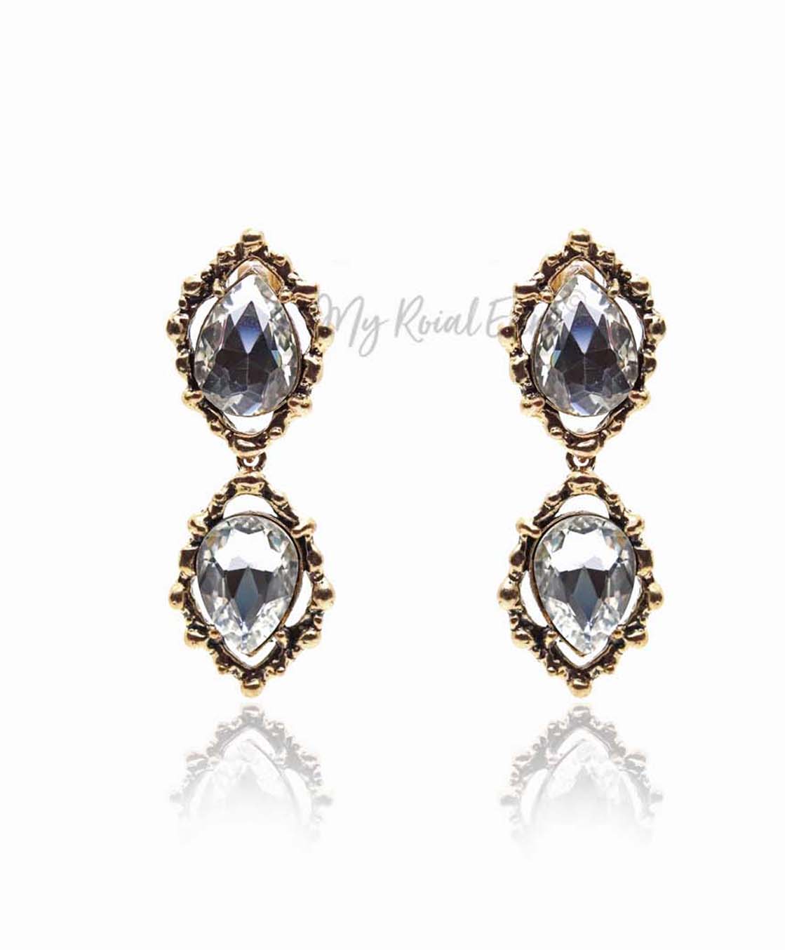 Q.KATE-exquisite antique gold plated crystal earrings - My Roial Ears LTD