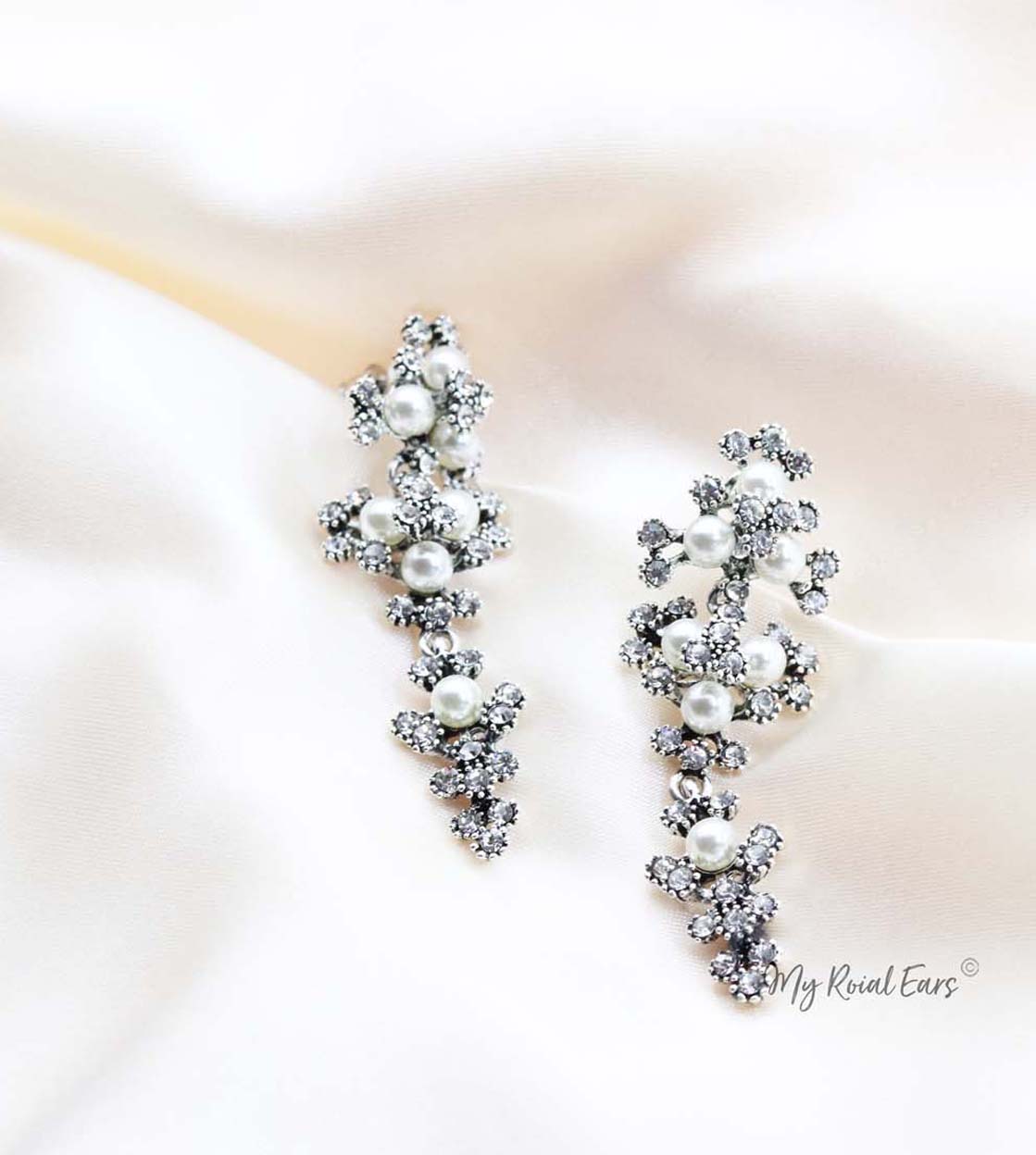 Q.MARY-delicate gold pearls inspired bridal earrings - My Roial Ears LTD