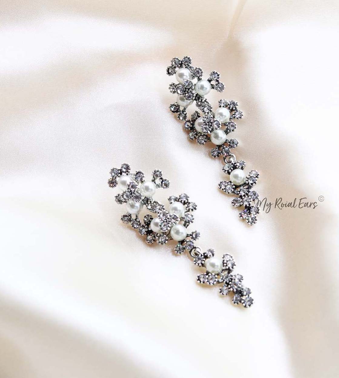 Q.MARY-delicate gold pearls inspired bridal earrings - My Roial Ears LTD