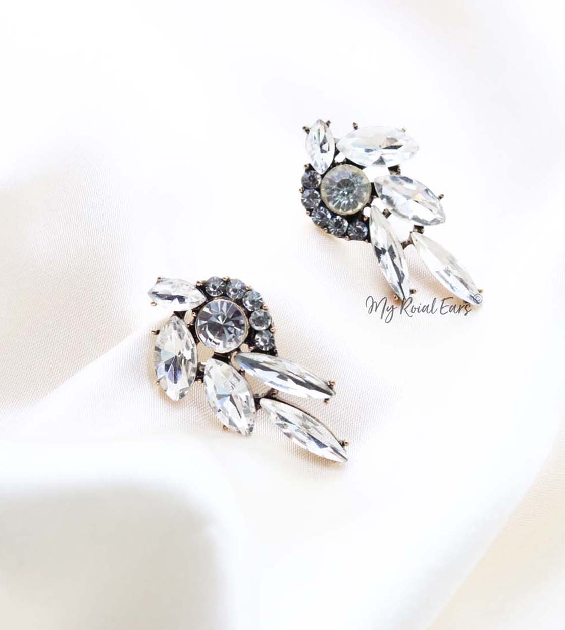Q.THYRA-glass crystal geometric bridal statement stud - My Roial Ears LTD