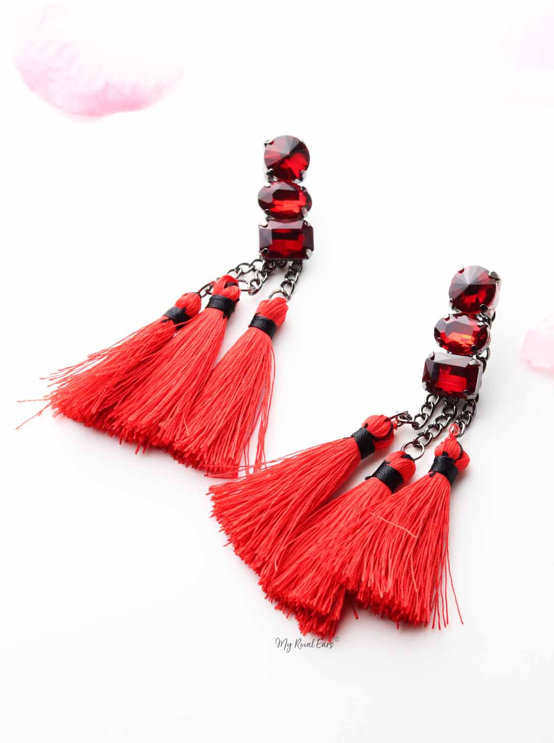 Dahlia- fashion chain drop tassel earrings - Image 4