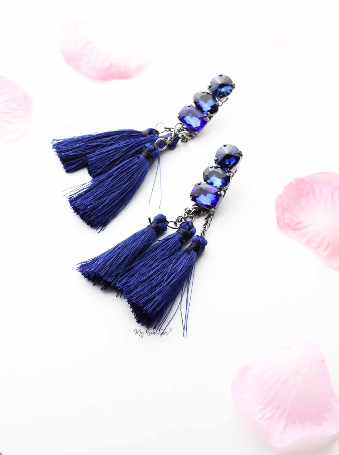 Dahlia- fashion chain drop tassel earrings
