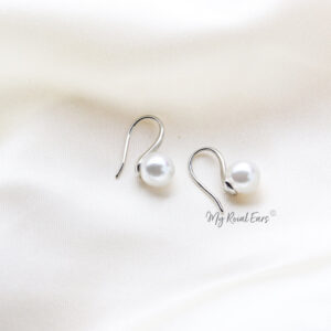 Q.Wanda Pearl-gold and silver plated elegant pearl hook bridal earrings - My Roial Ears LTD