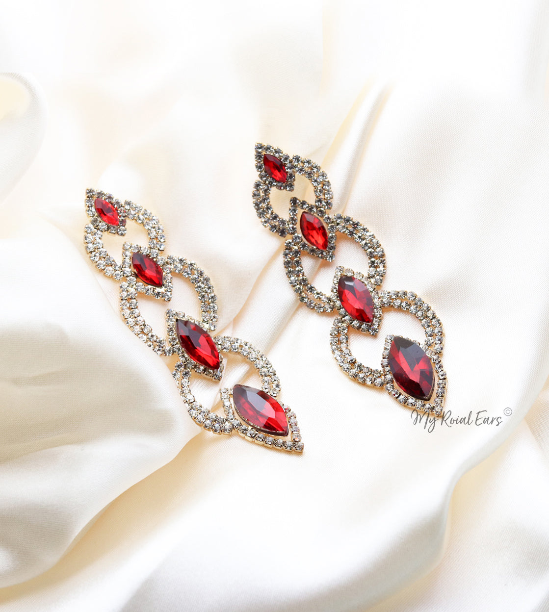Q.Savannah-long crystal statement drop earrings - My Roial Ears LTD