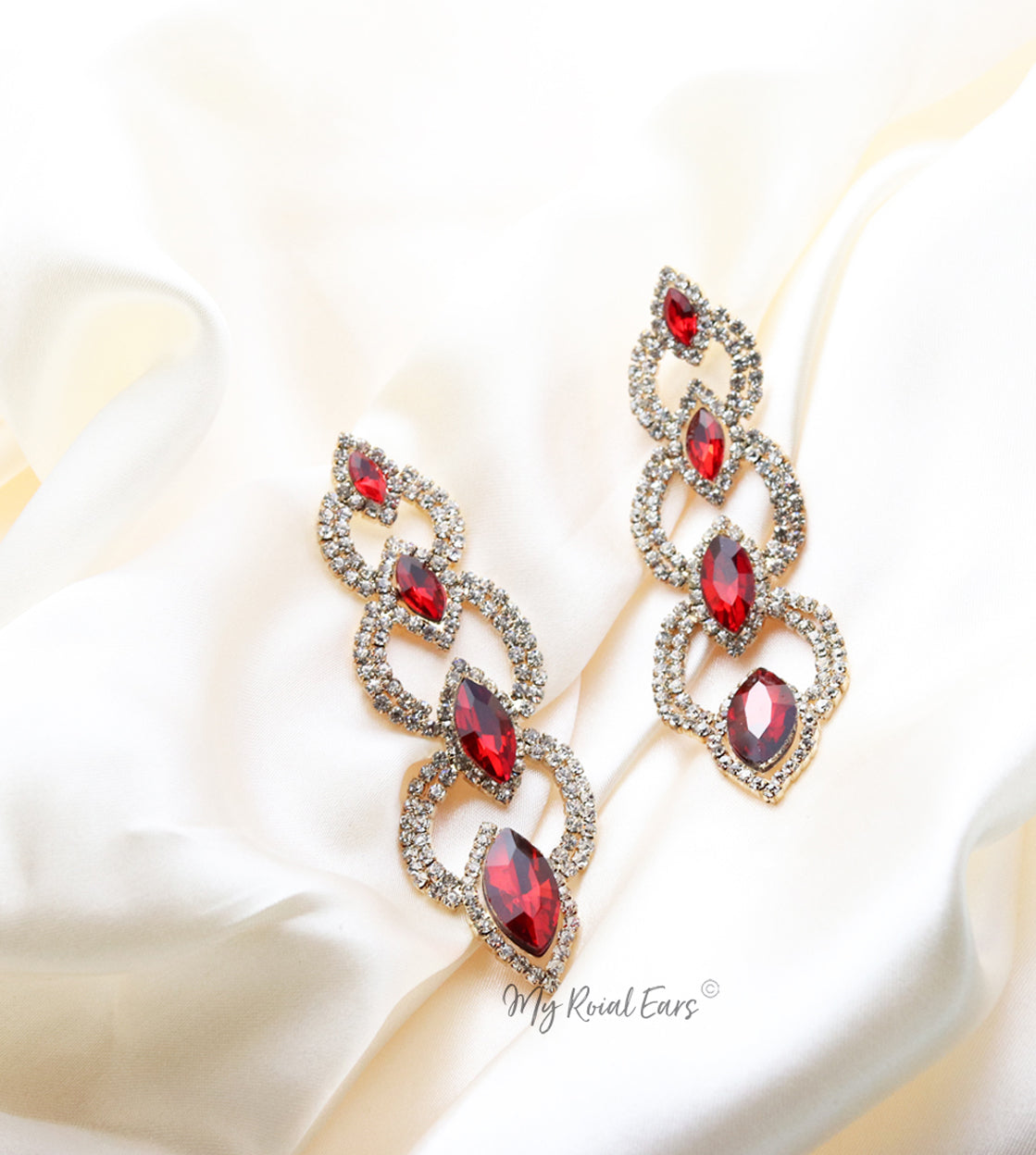Q.Savannah-long crystal statement drop earrings - My Roial Ears LTD