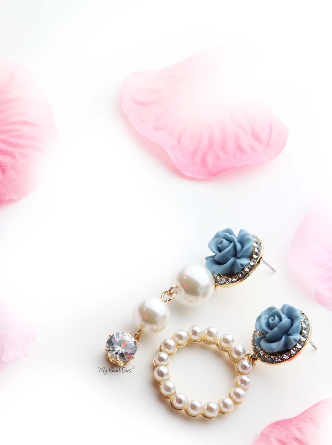 Freesia- floral pearl drop long and small earrings - My Roial Ears LTD
