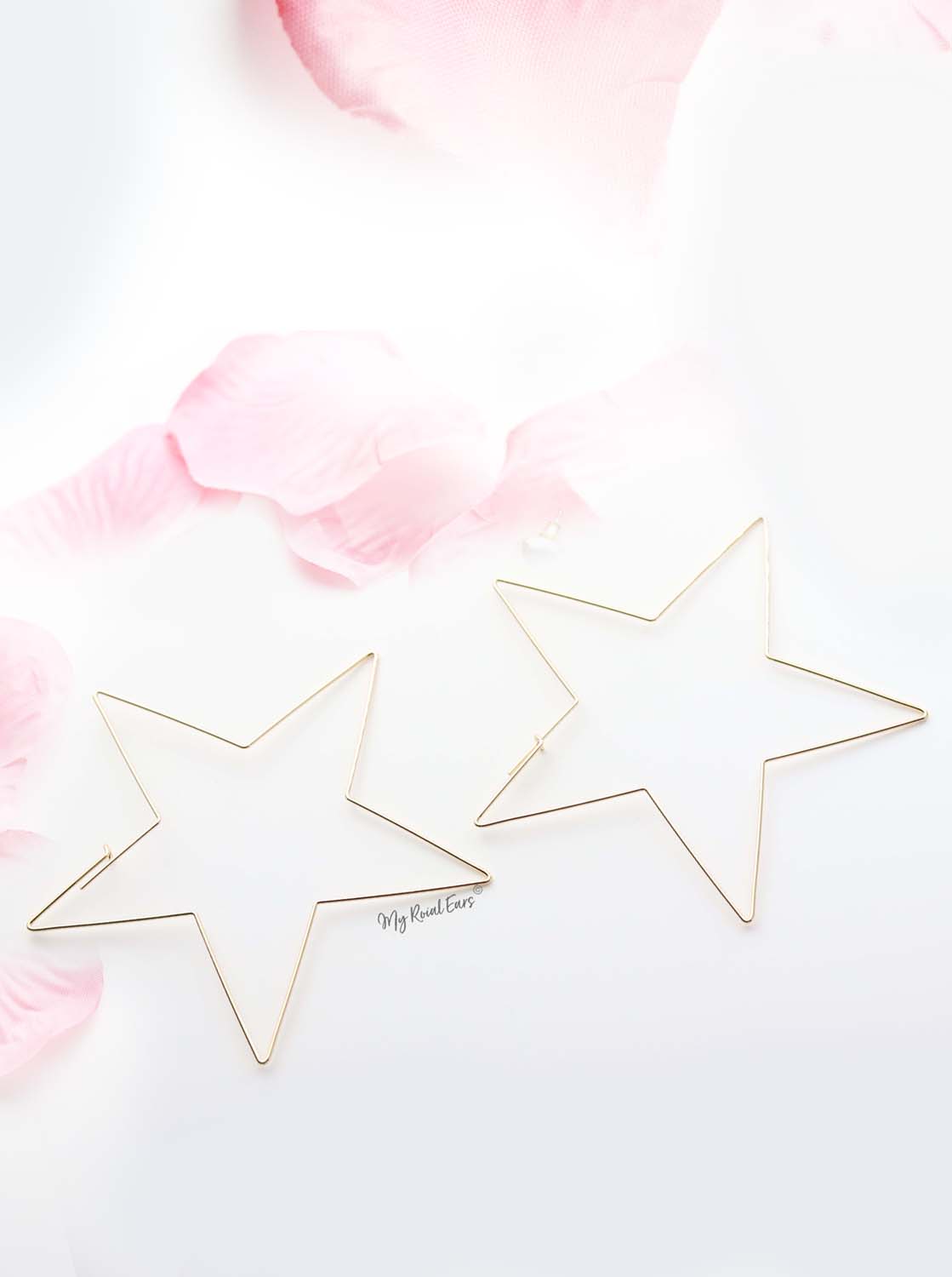Lily- thin gold plated star shape earrings - My Roial Ears LTD