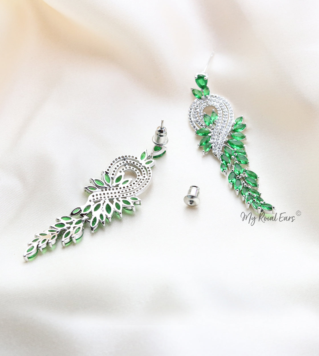 Q.Allison Green-exquisite and plated gold lavish bridal earrings - My Roial Ears LTD