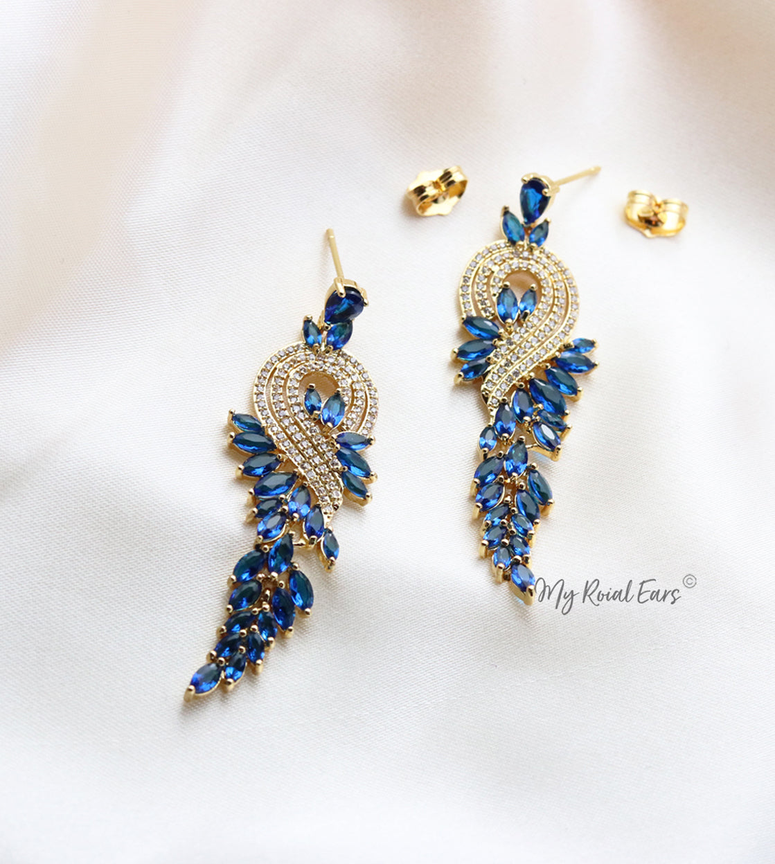 Q.Allison Red-exquisite and plated gold lavish bridal earrings - My Roial Ears LTD
