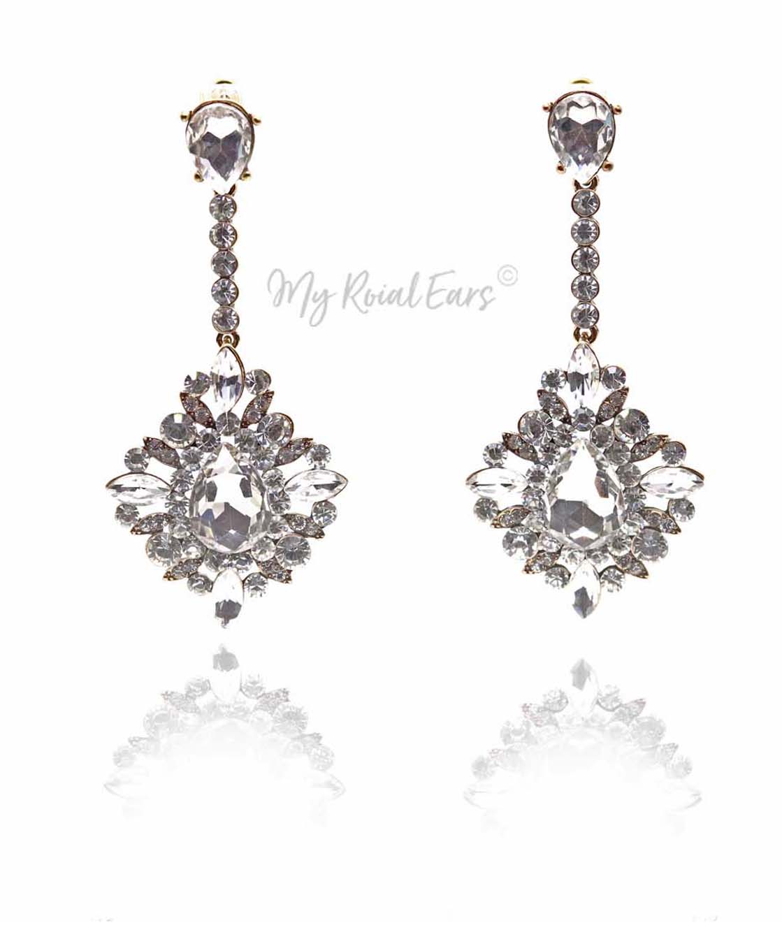 Q.DIANA- vintage crystal statement earrings - My Roial Ears LTD