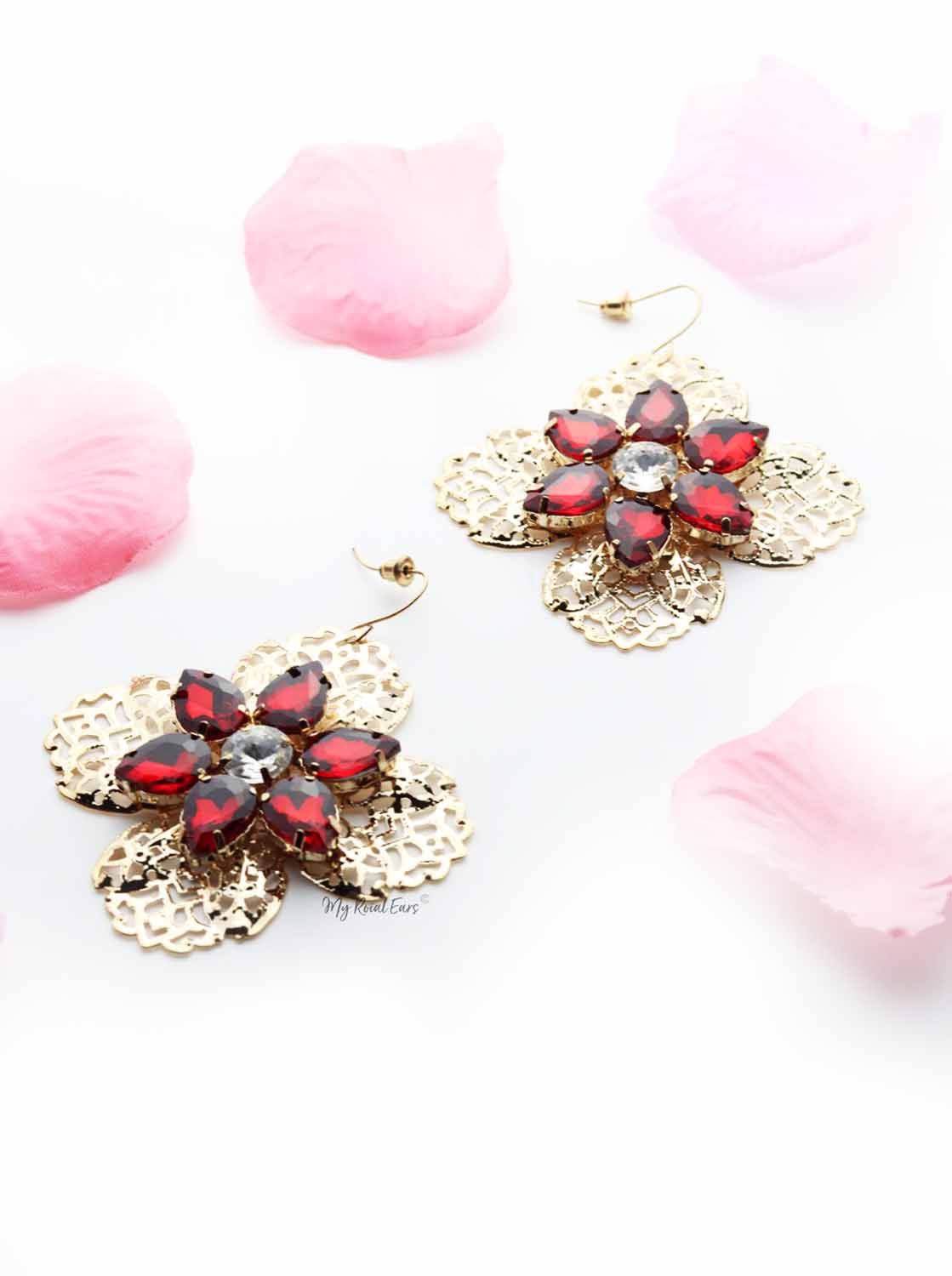 Orchid -floral lace statement earrings - My Roial Ears LTD