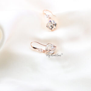 Q.Georgiana-gold plated crystal small ball drop bridal earrings - My Roial Ears LTD
