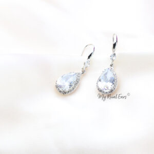 Q.Maud-classy small crystal luxury bridal drop earrings - My Roial Ears LTD