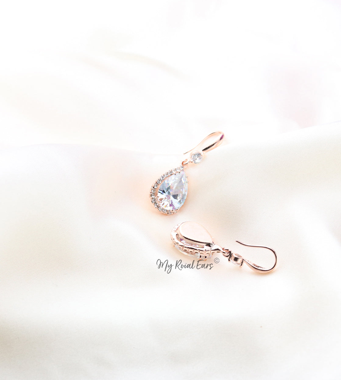 Q Maud Gold-classy small crystal luxury bridal drop earrings - My Roial Ears LTD