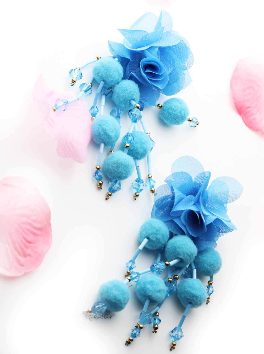 Sunflower- floral pompom tassel drop earrings - My Roial Ears LTD