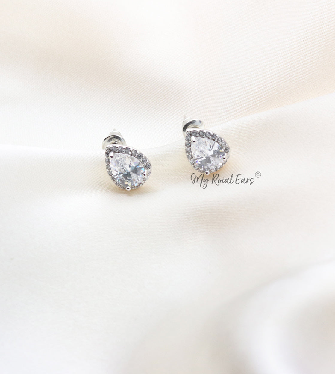 Q.Beth-classic luxury bridal stud earrings - My Roial Ears LTD