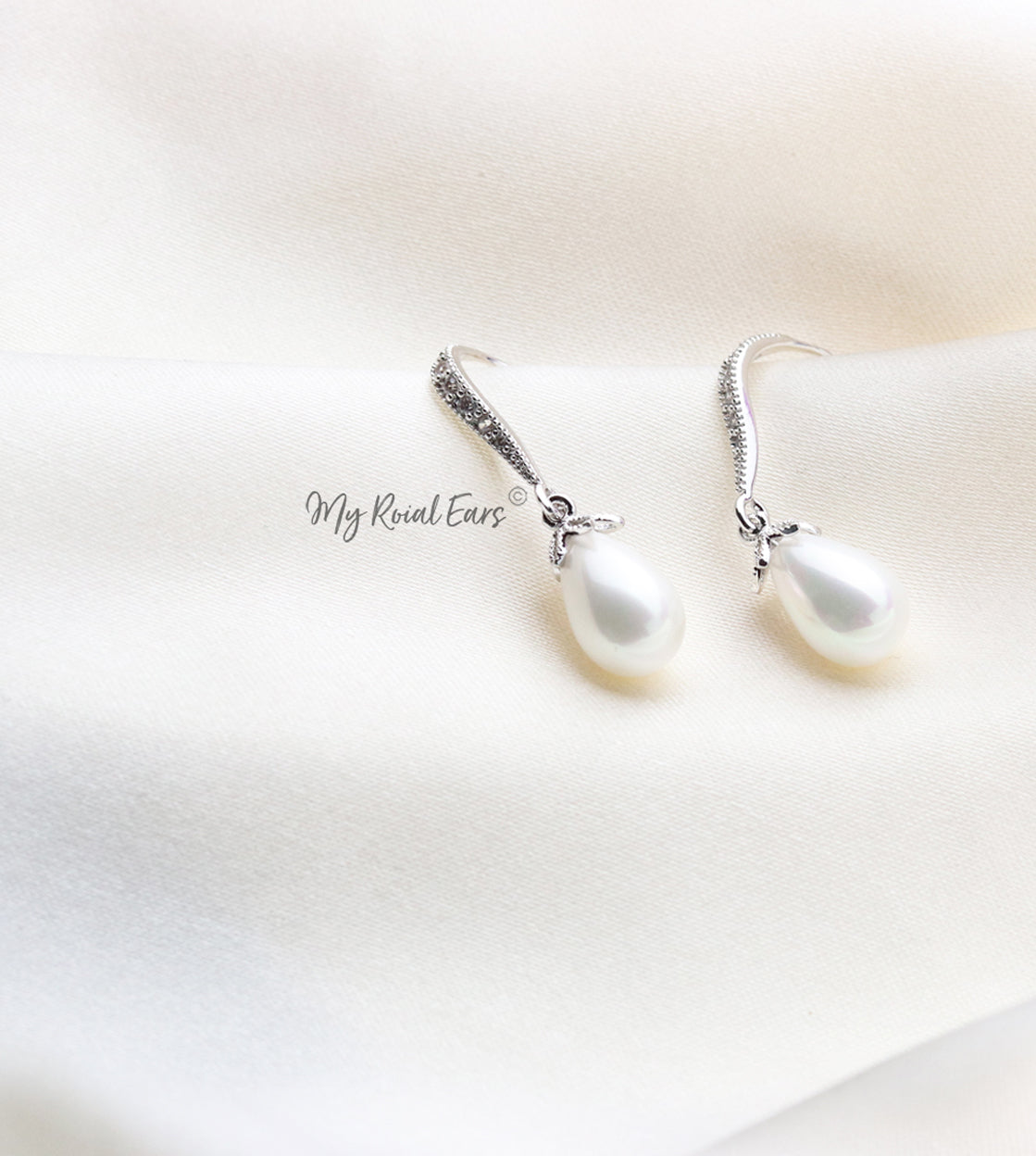 Q.Kiare-gracious plated pearl drop bridal earring - My Roial Ears LTD