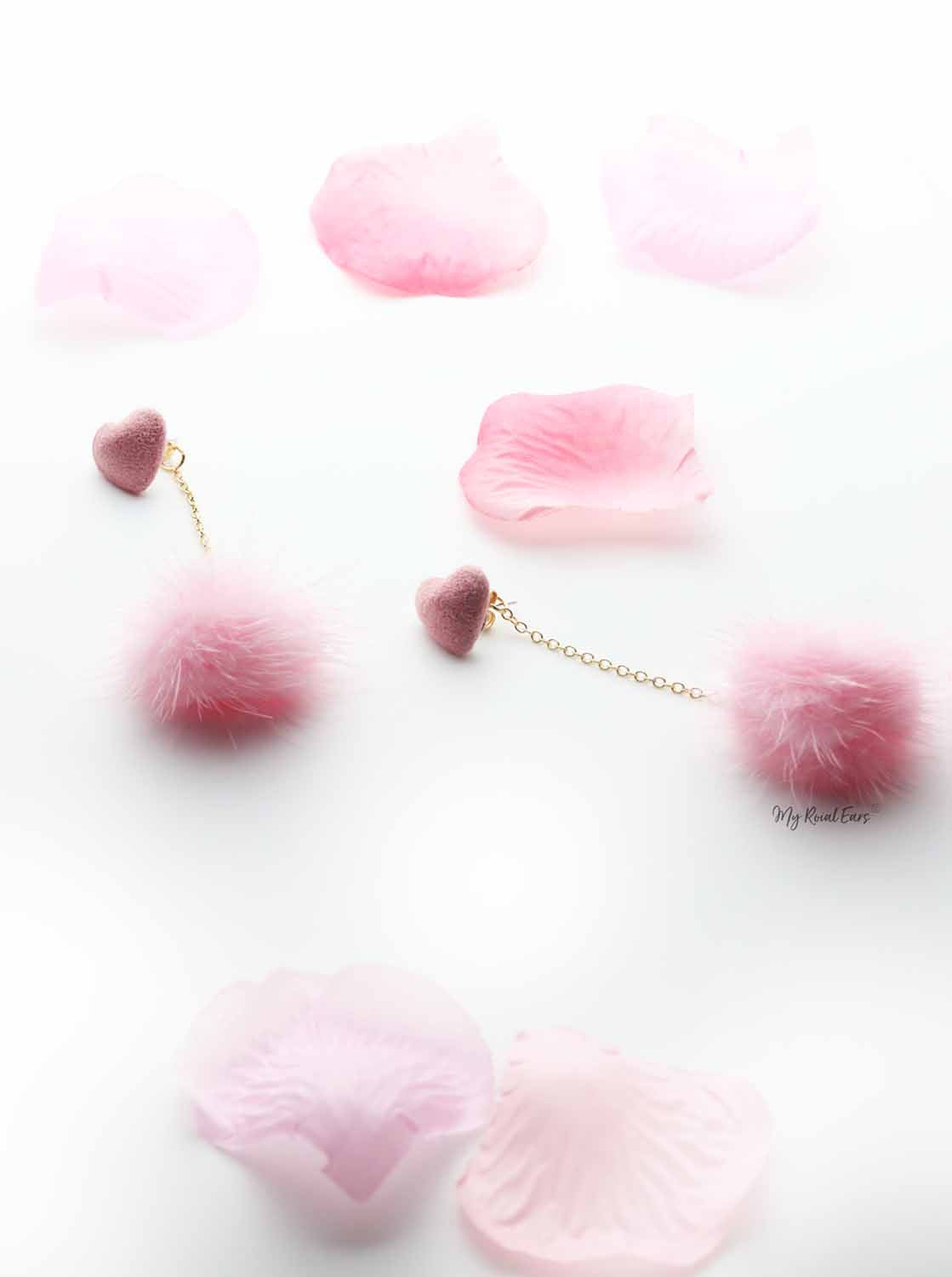 Daffodil Pink- Fur Drop love Earrings - Image 3