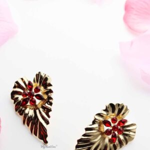 Bougainvillea-  heart shaped leaf statement Stud Earrings - My Roial Ears LTD