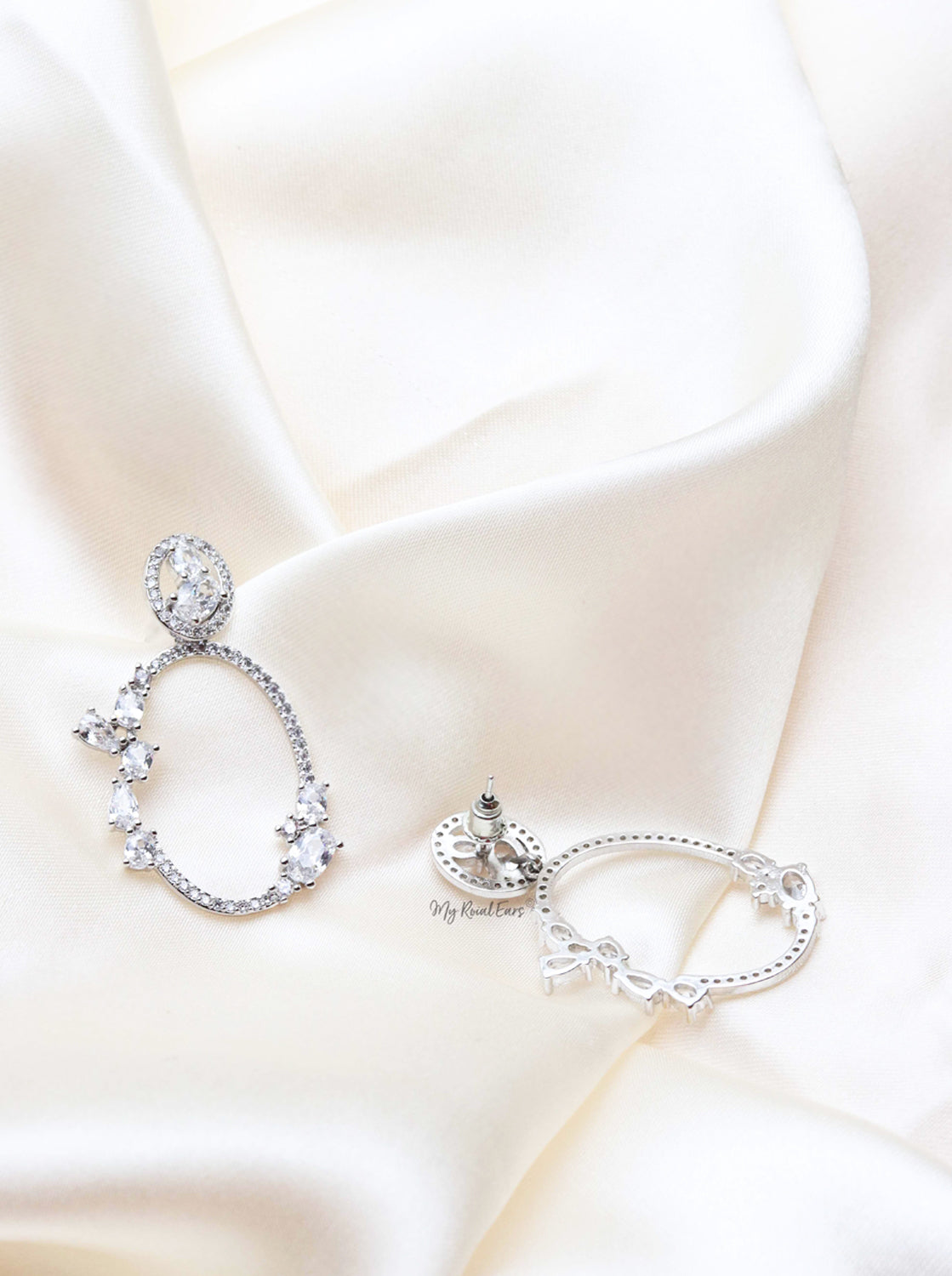 Q.EMMA-antique inspired cubic zircon bridal hoop earrings - Image 4