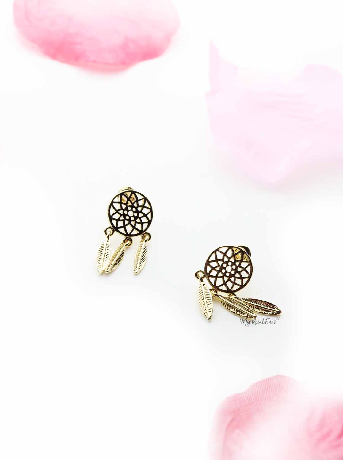 Terminal- round drop leaf stud earrings - My Roial Ears LTD