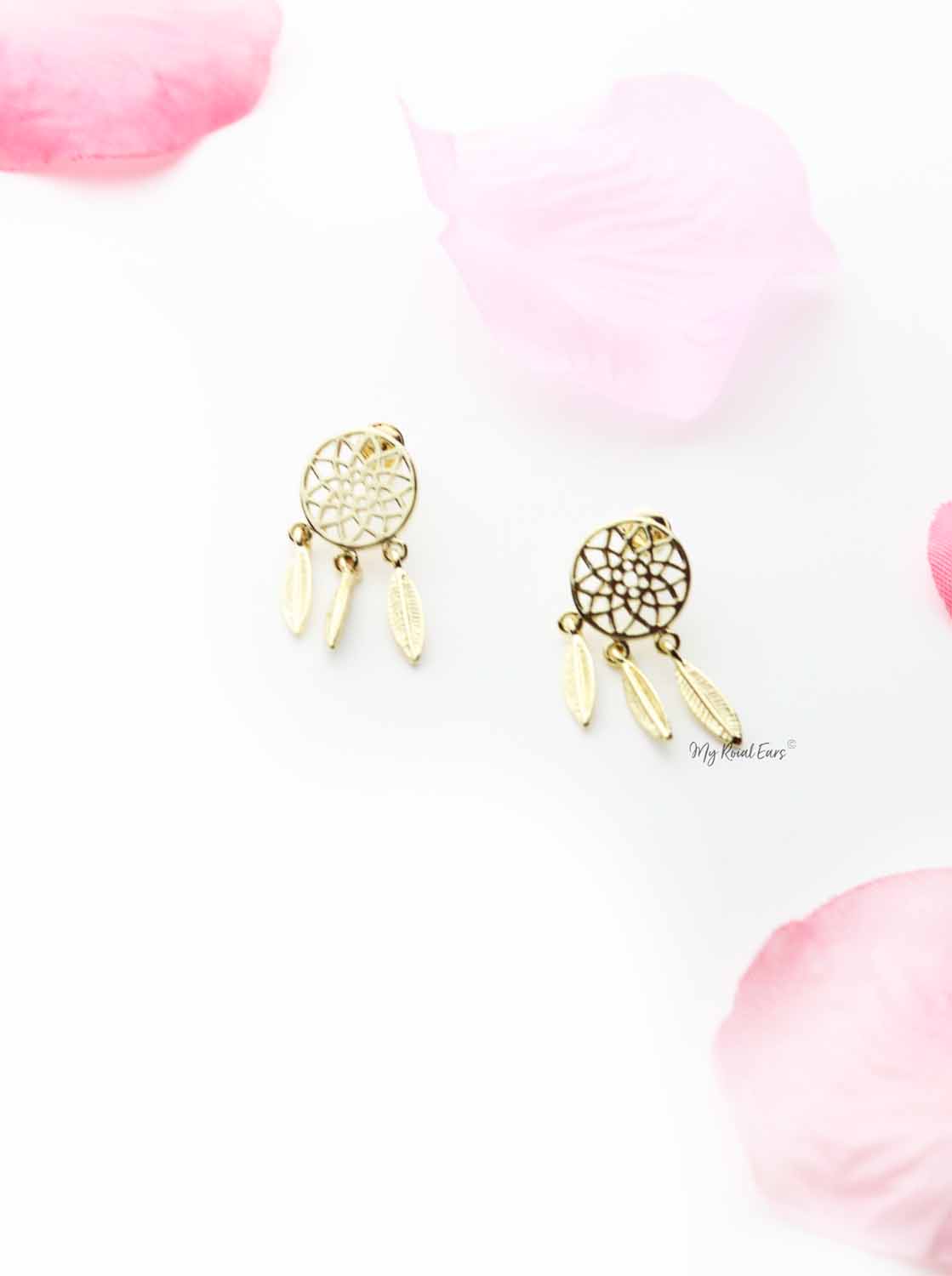 Terminal- round drop leaf stud earrings - My Roial Ears LTD