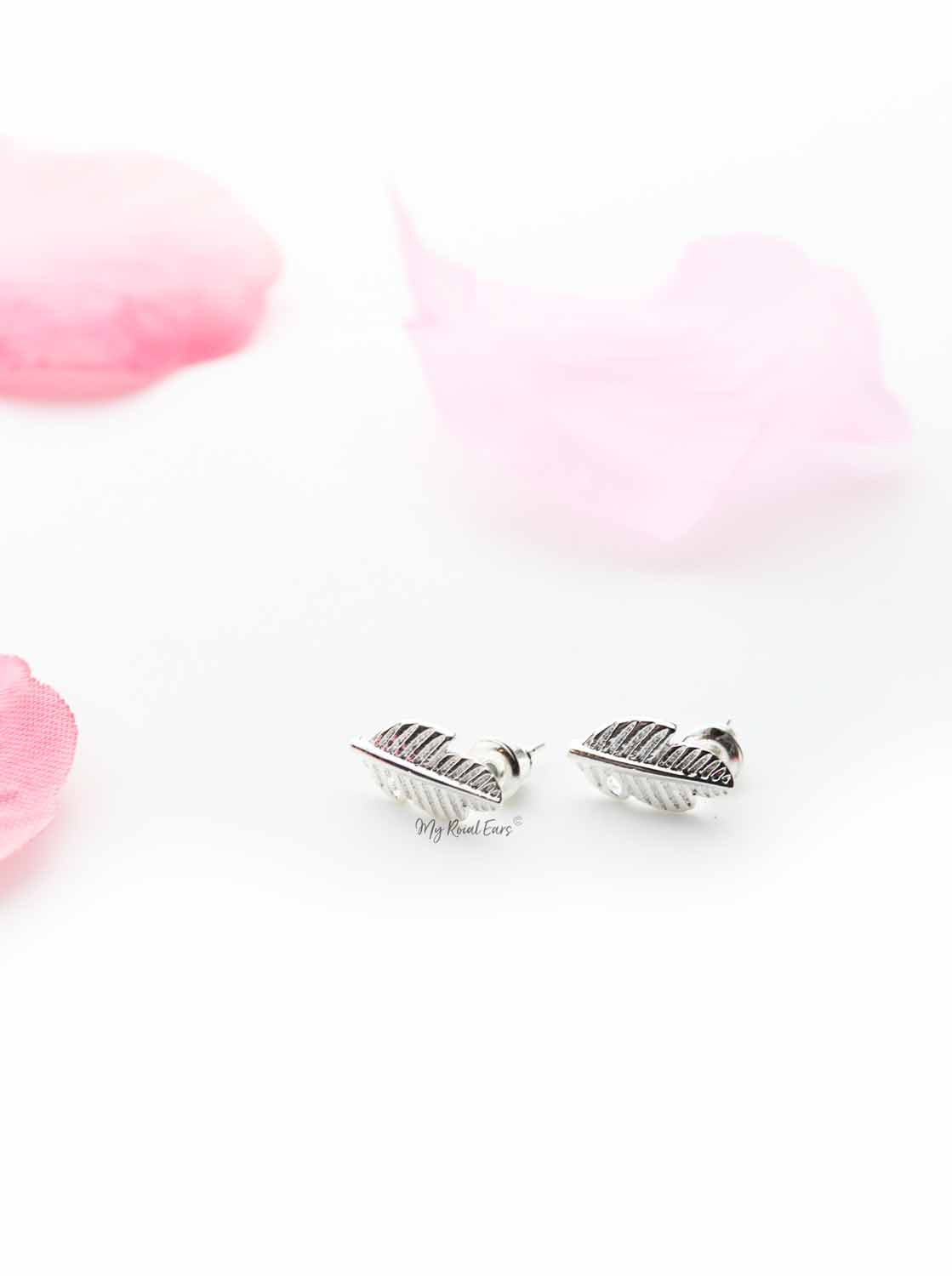 Axillary Silver- leaf stud earrings - My Roial Ears LTD