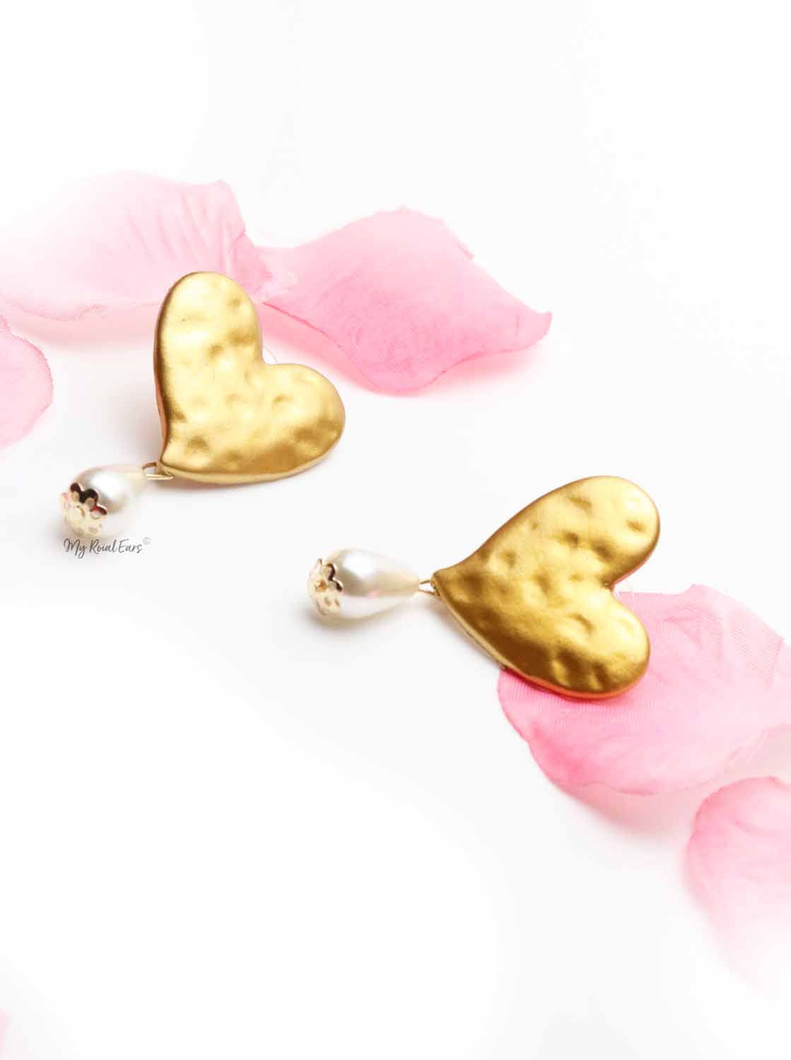 Alpine aster- gold love drop earrings - My Roial Ears LTD