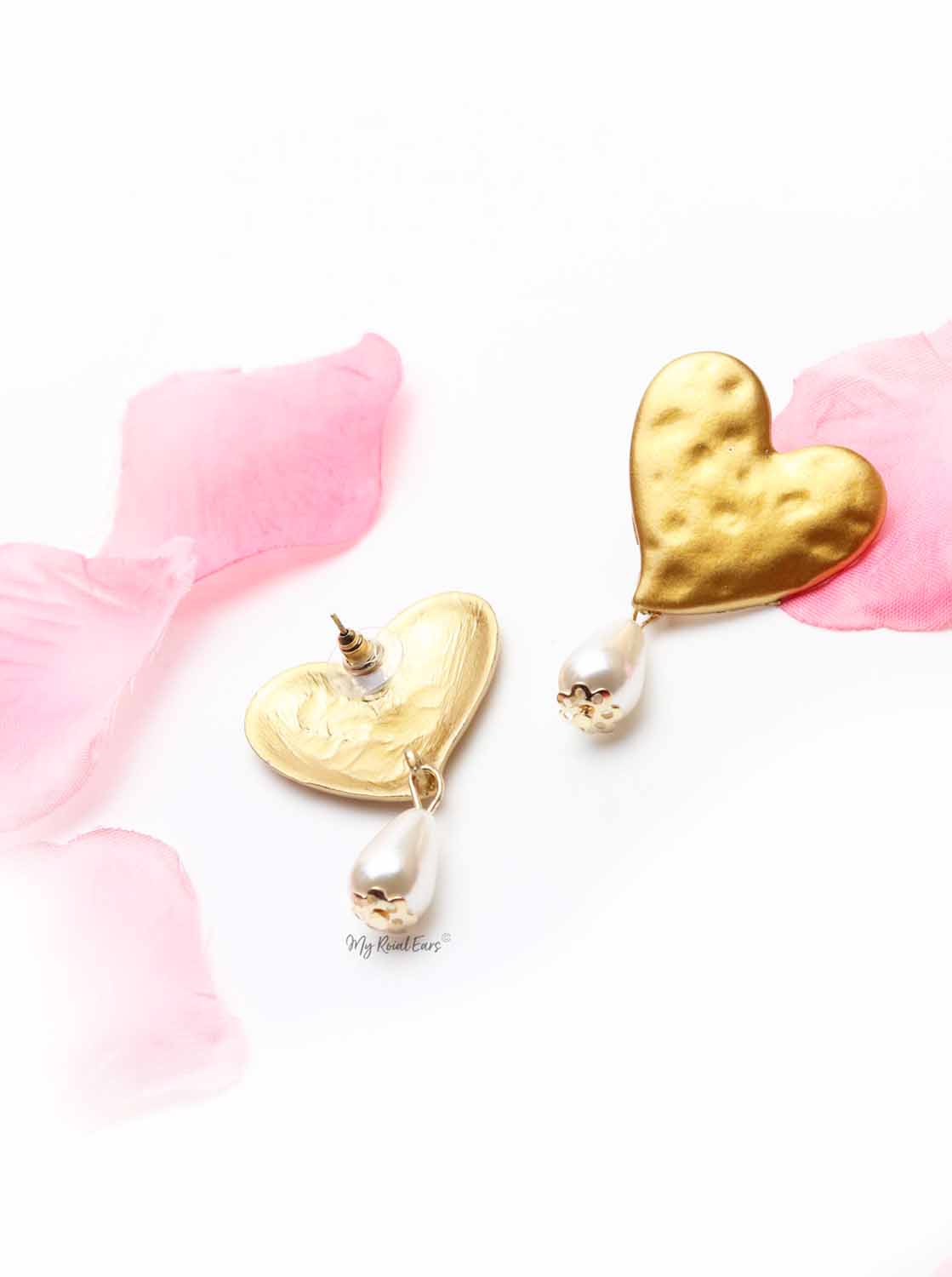 Alpine aster- gold love drop earrings - My Roial Ears LTD