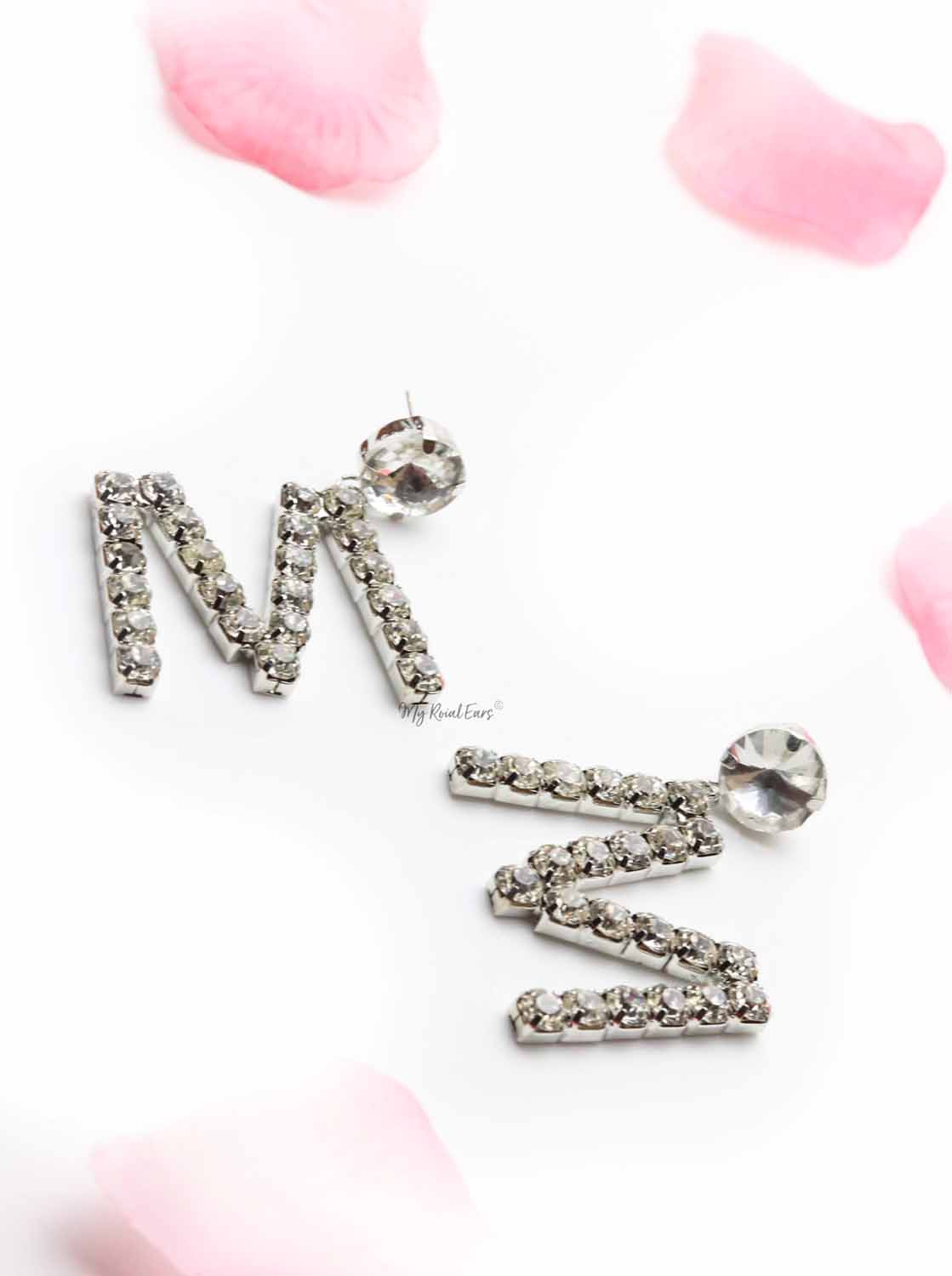 Begonia M-crystal M shaped diamond earrings - My Roial Ears LTD