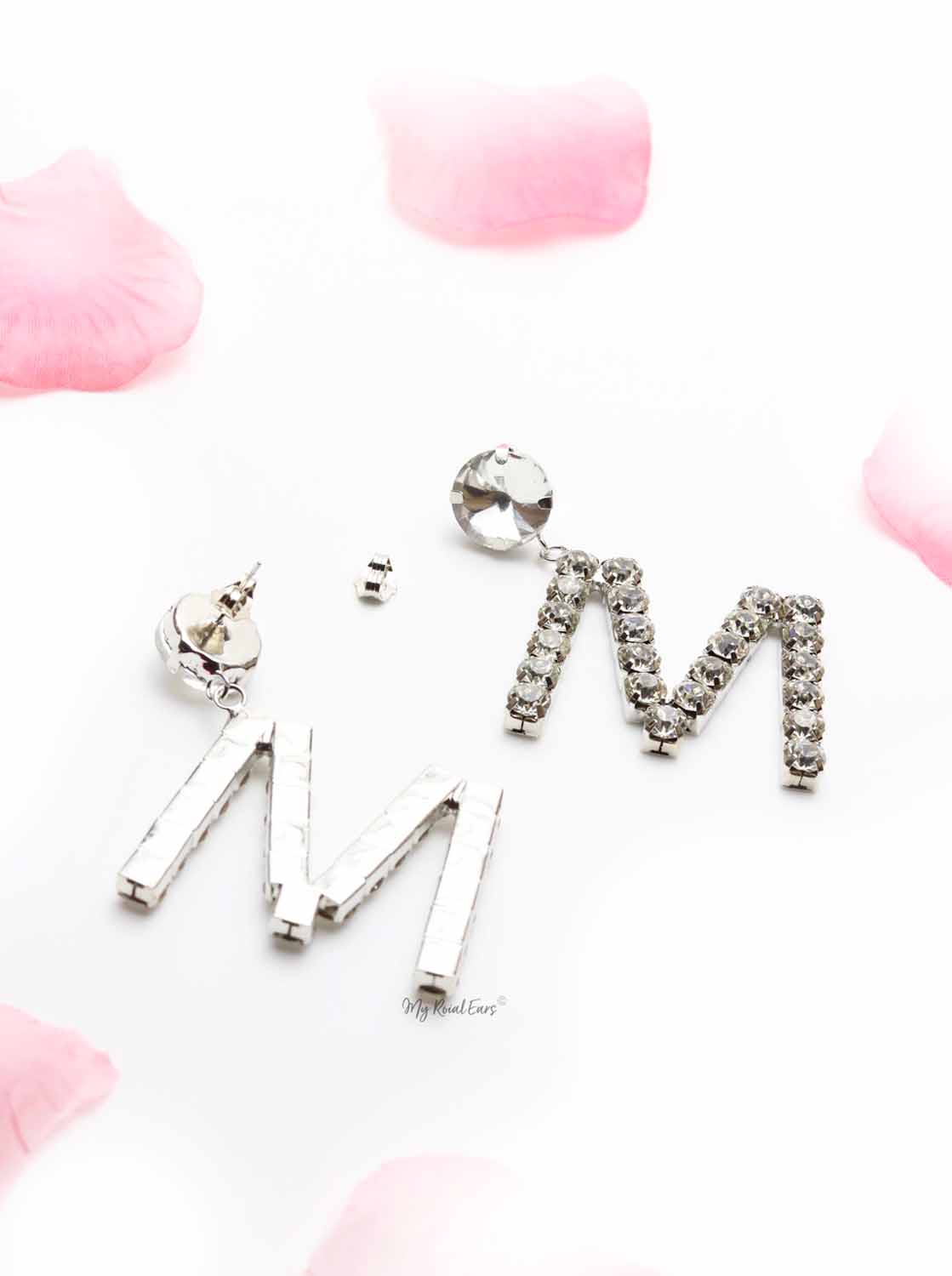 Begonia M-crystal M shaped diamond earrings - My Roial Ears LTD