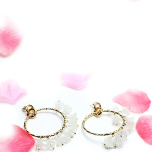 Marigold -dangling floral hoop earrings