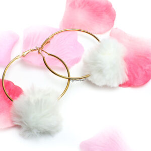 Violets White-  Fun Fur Hoop Earrings
