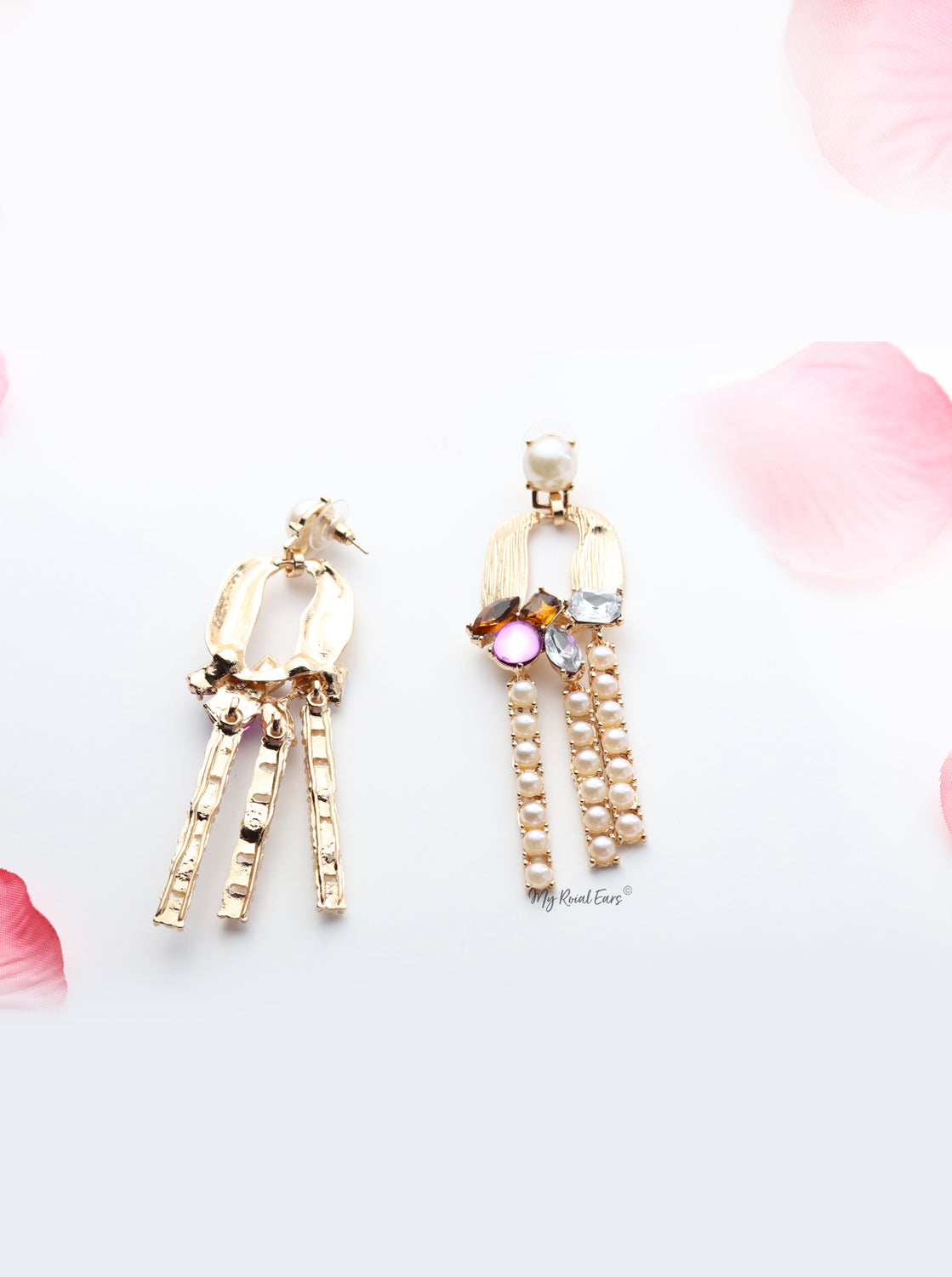 Daffodil-golden embellished pearl, crystal earrings - My Roial Ears LTD