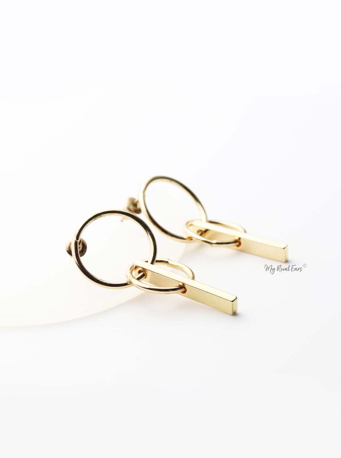 Phoebe- gold plated small double circle earrings - My Roial Ears LTD