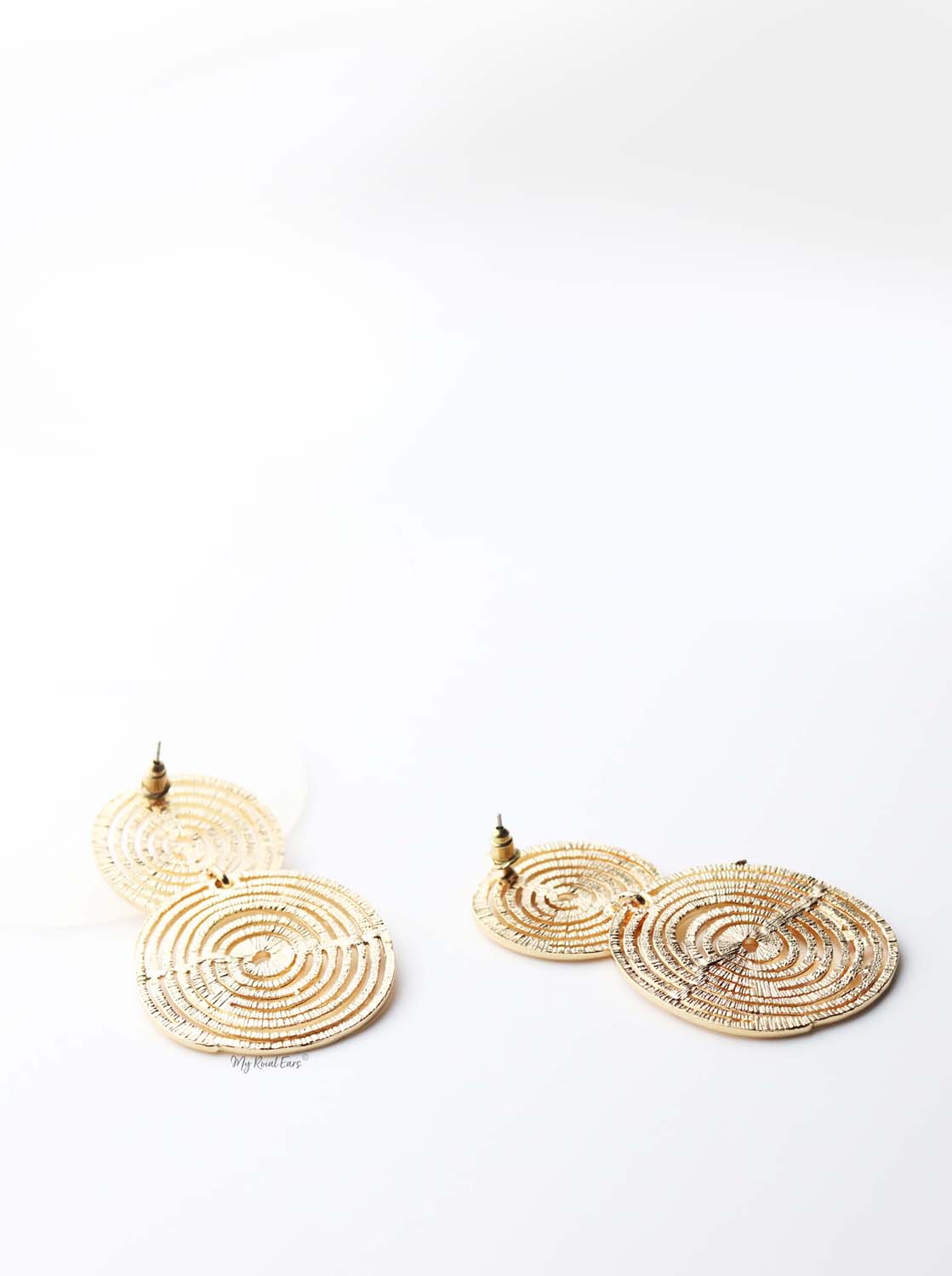 Astraea- gold plated spiral double circle hoop earrings - My Roial Ears LTD