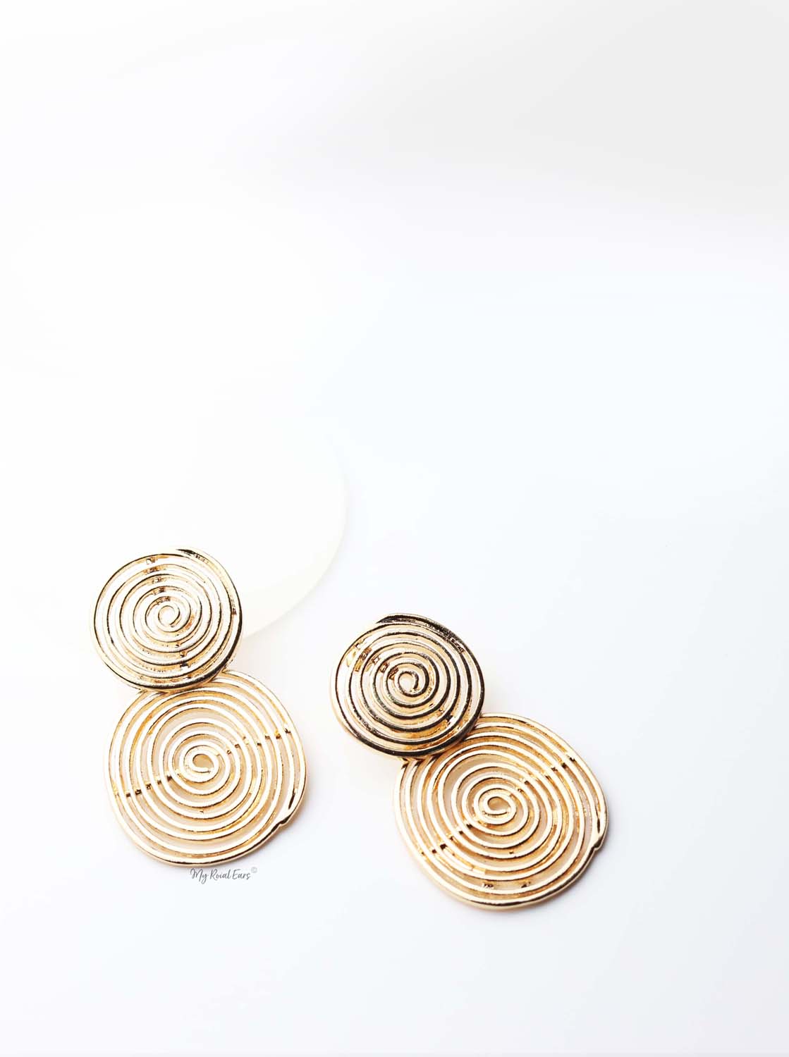 Astraea- gold plated spiral double circle hoop earrings - My Roial Ears LTD