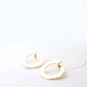 Cassandra- gold plated vintage circle statement stud earrings - My Roial Ears LTD