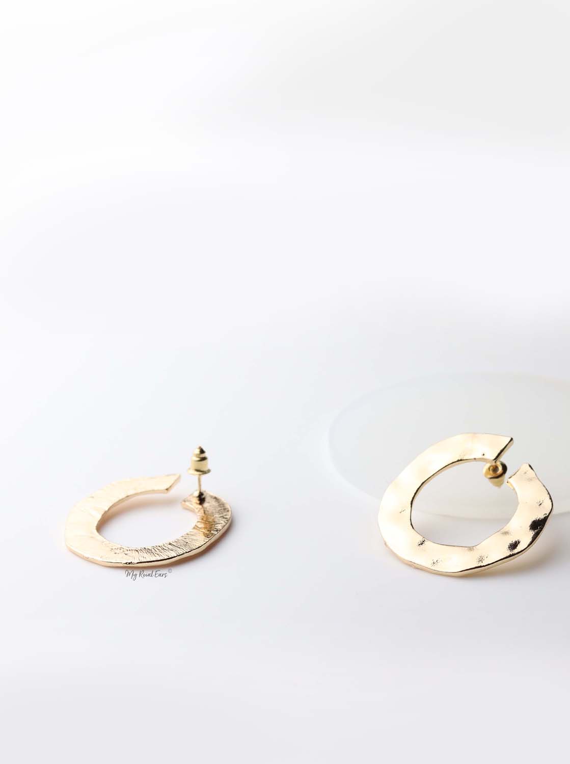Cassandra- gold plated vintage circle statement stud earrings - My Roial Ears LTD